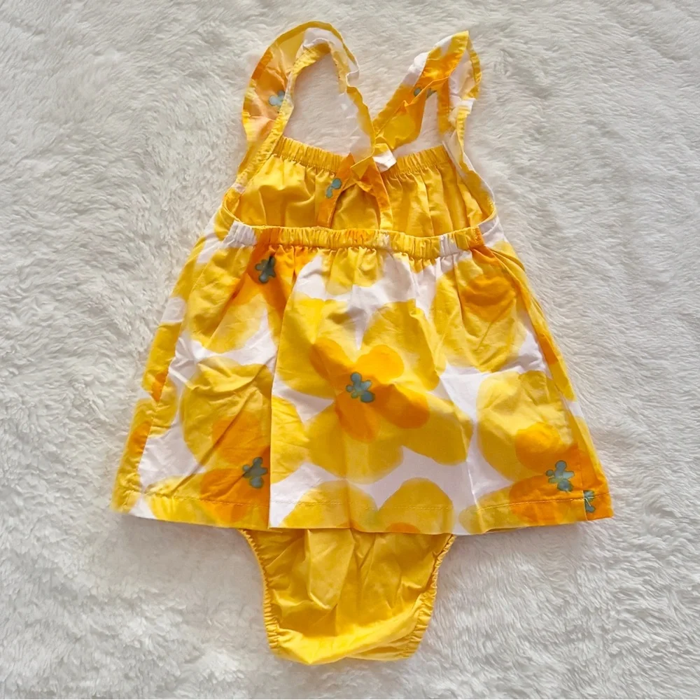 Carter’s Floral Print Ruffle Tank Sunsuit Romper Dress Yellow Size 18 Months